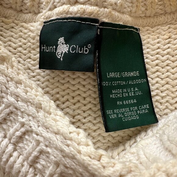 Vintage Hunt Club Women's Cream Made In USA Cotton Sweater SZ Large Academia - Picture 8 of 9